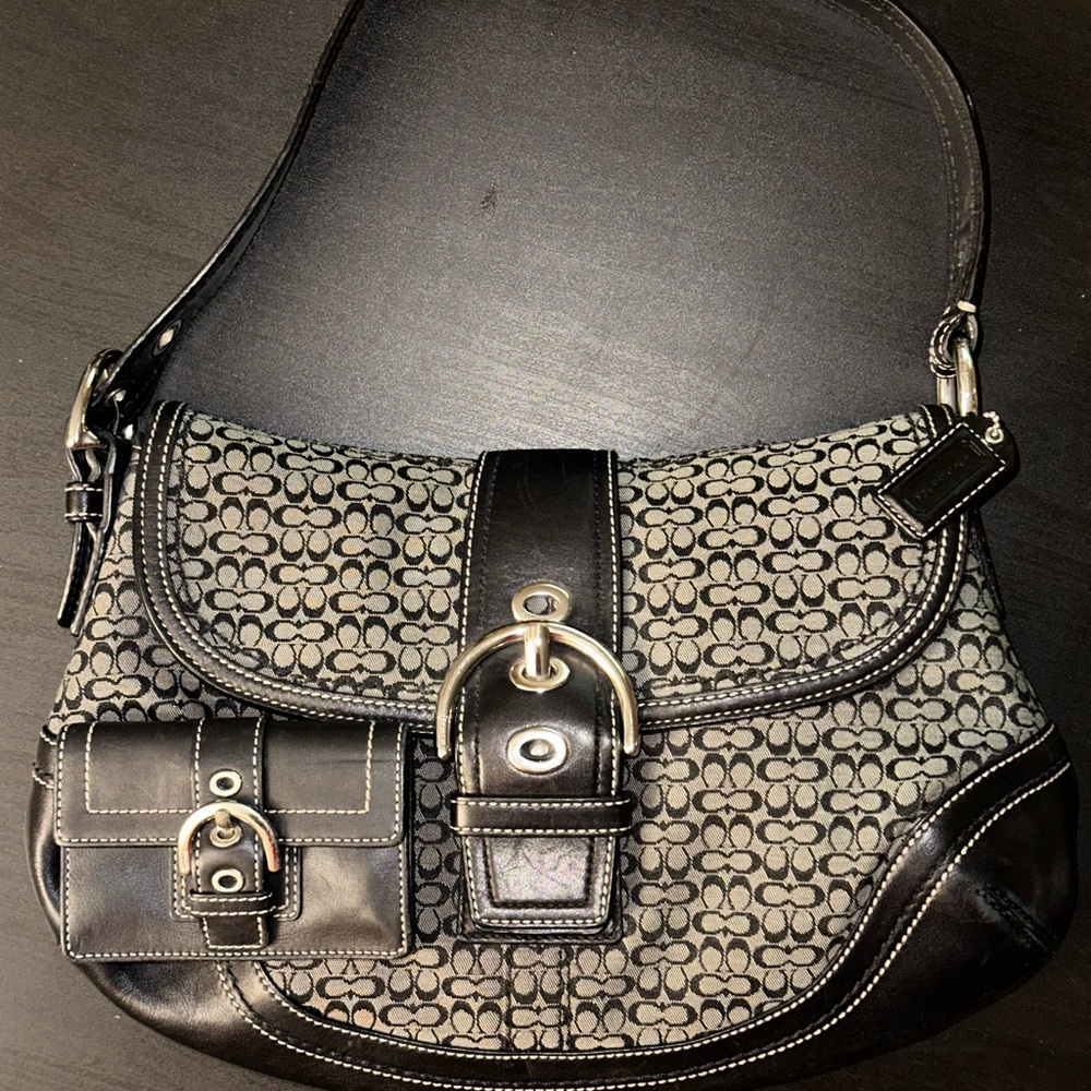 Coach Black Signature C SOHO shoulder bag AND mini SOHO cardholder